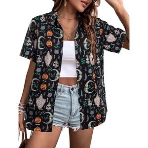 Halloween Hawaiian-style button down shirt size small